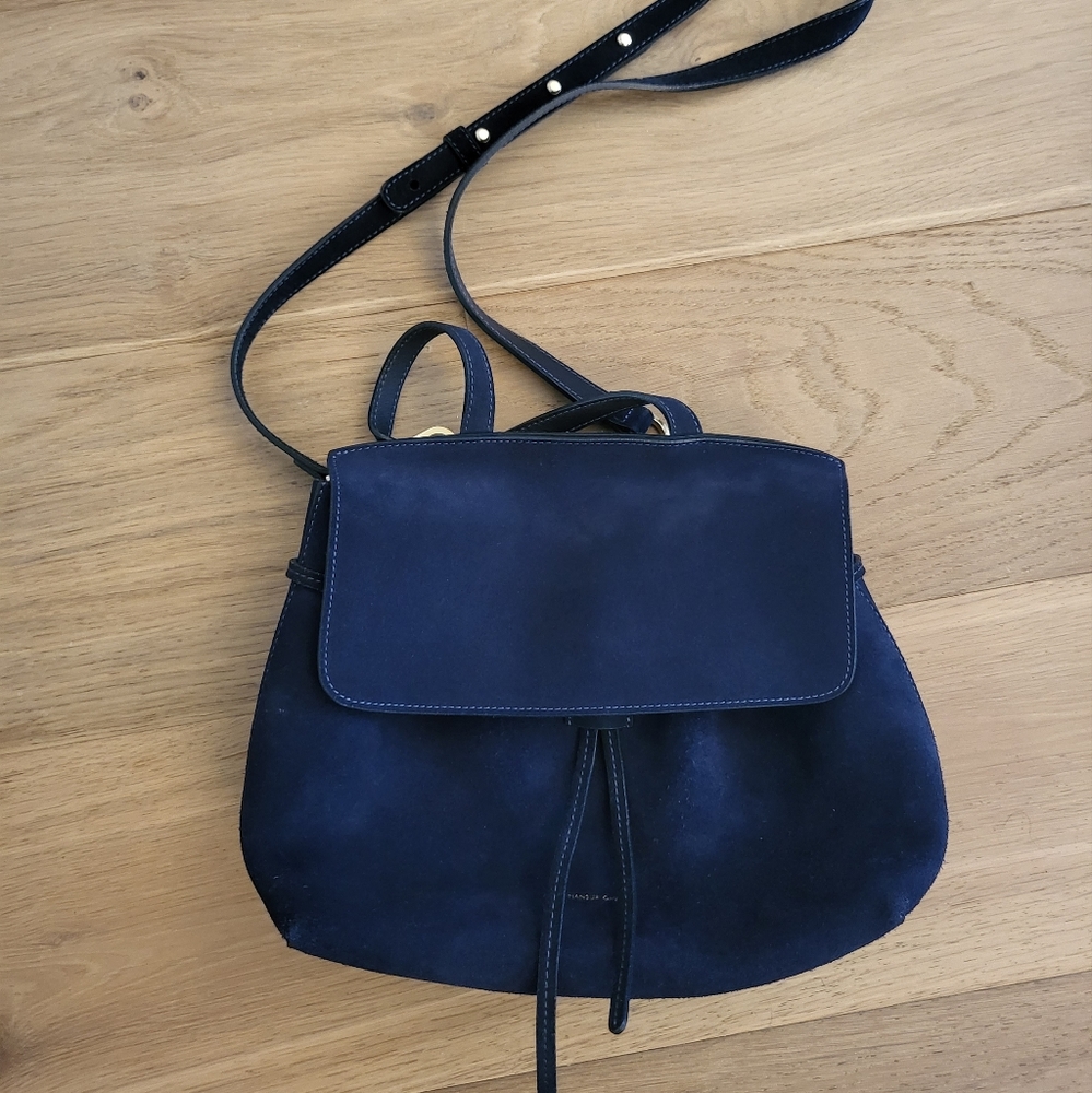 Mansur Gavriel Lady Bag in Navy Suede Crossbody Bag